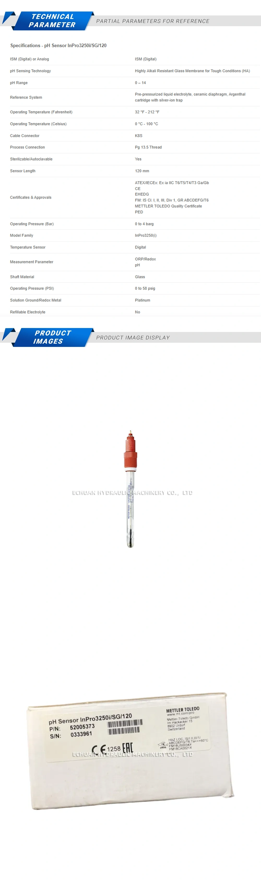 Mettler Toledo InPro3250i/SG/120 Description