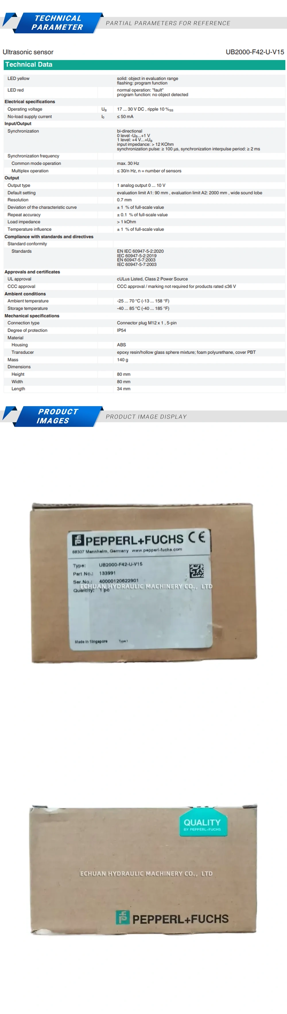 Pepperl+Fuchs UB2000-F42-U-V15 Description