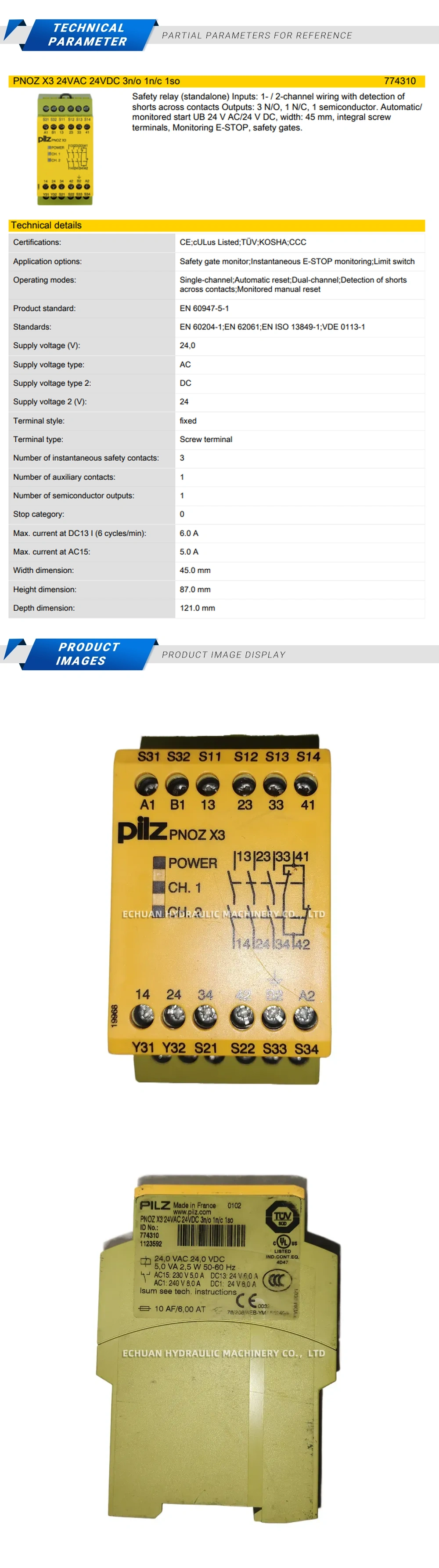 Pilz PNOZX3 774310 Description