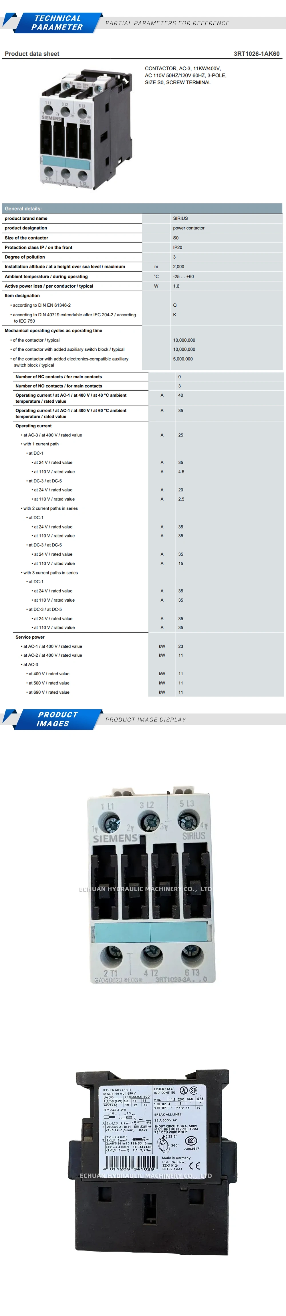 Siemens 3RT1026-3AK60 Description