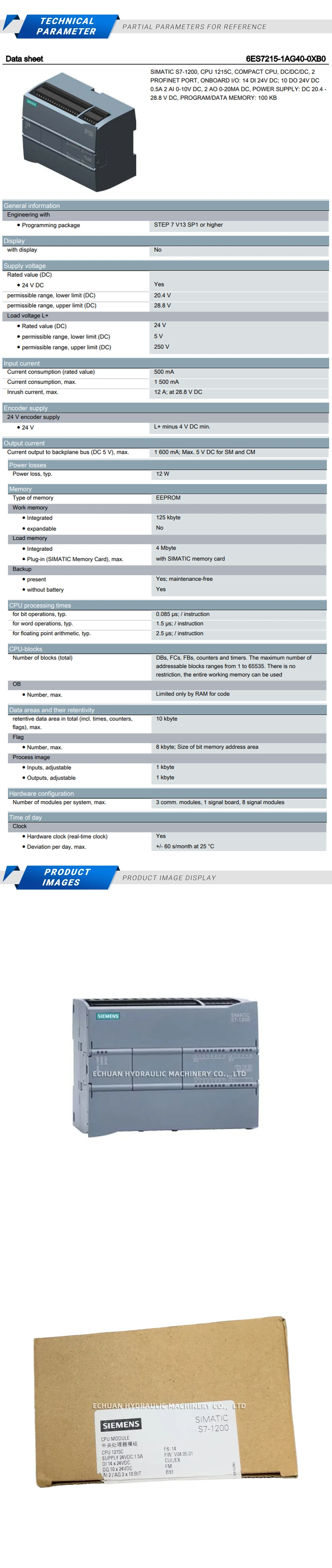 Siemens 6ES7 215-1AG40-0XB0 Description