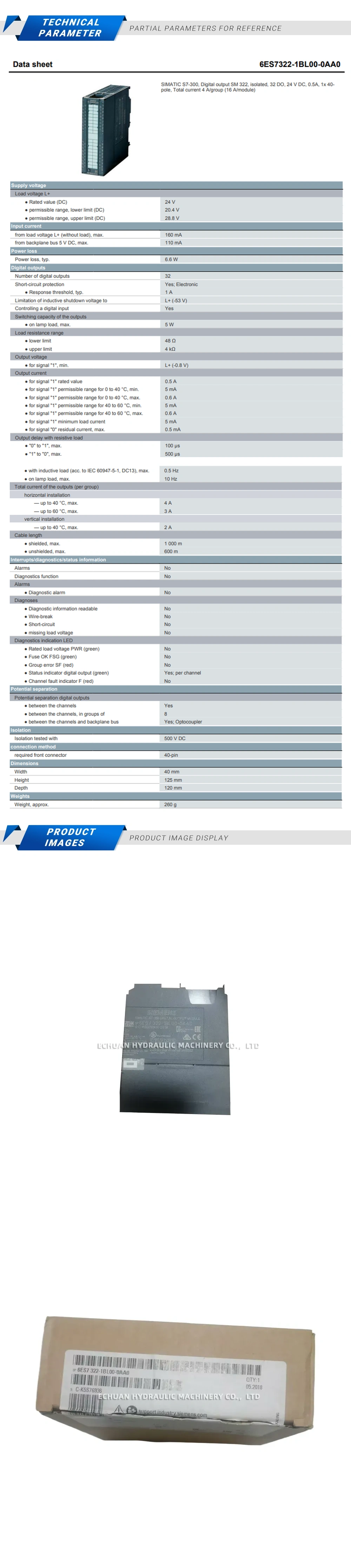 Siemens 6ES7 322-1BL00-0AA0 Description