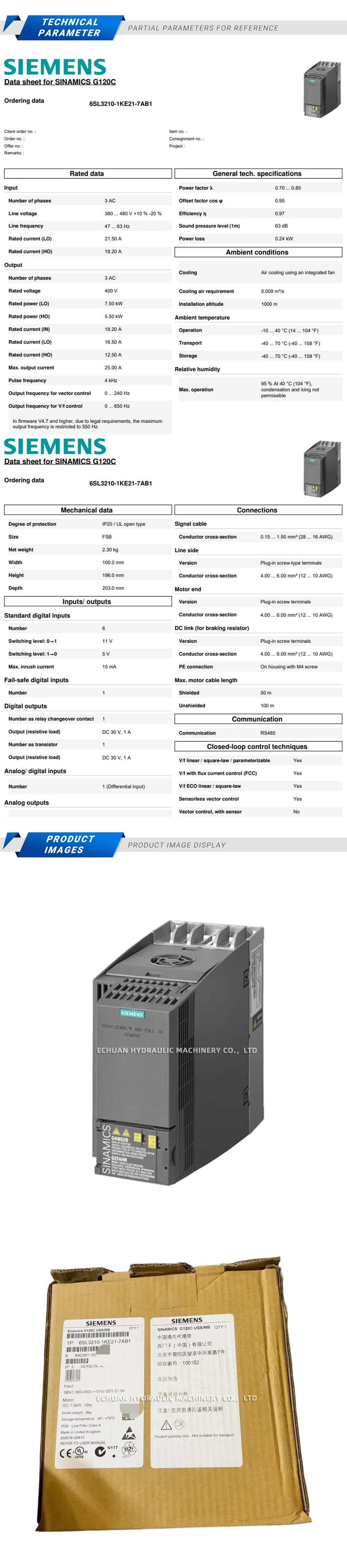 Siemens 6SL3210-1KE21-7AB1 Description