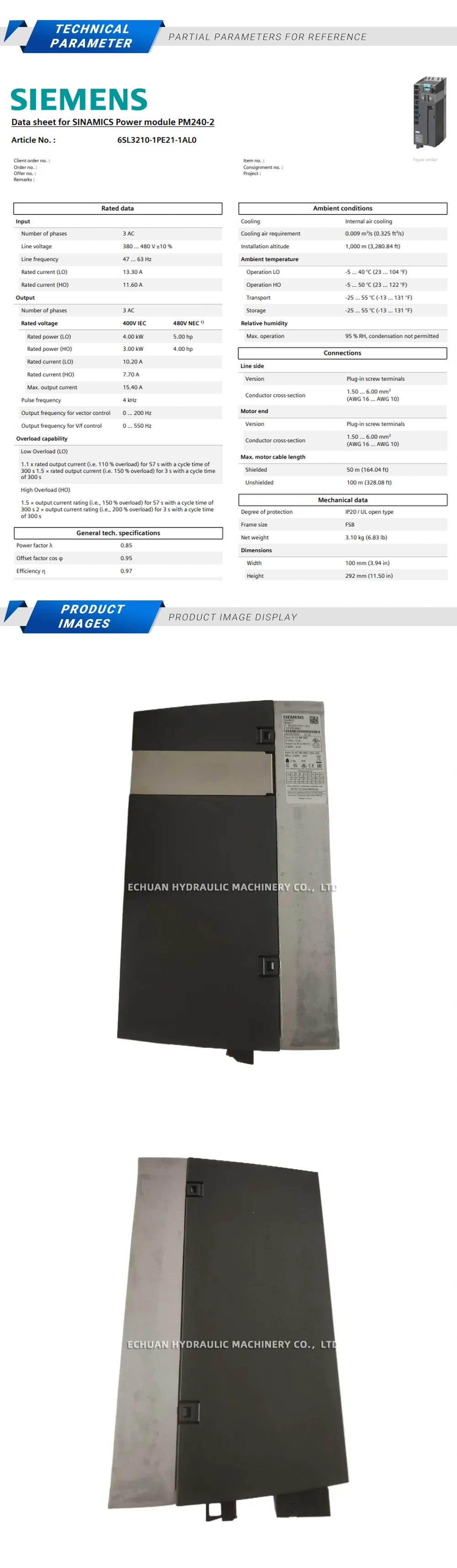 Siemens 6SL3210-1PE21-1AL0 Description