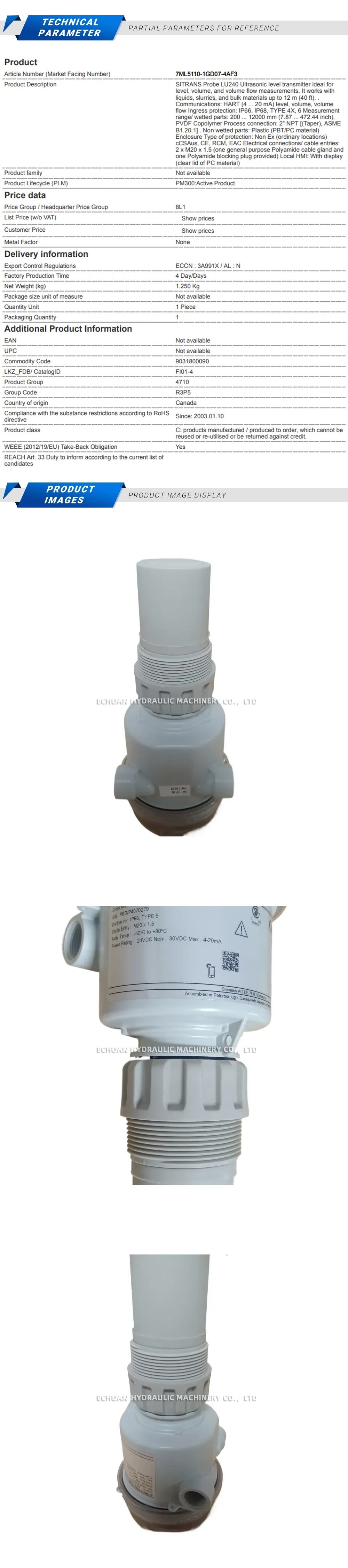 Siemens 7ML51101GD074AF3 Description