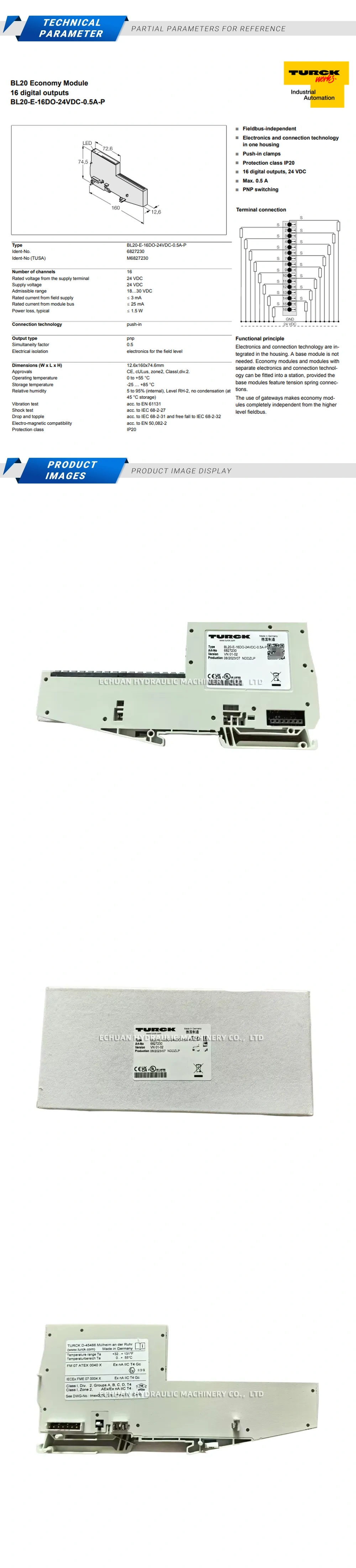 Turck BL20-E-16D0-24VDC-0 5A-P Description