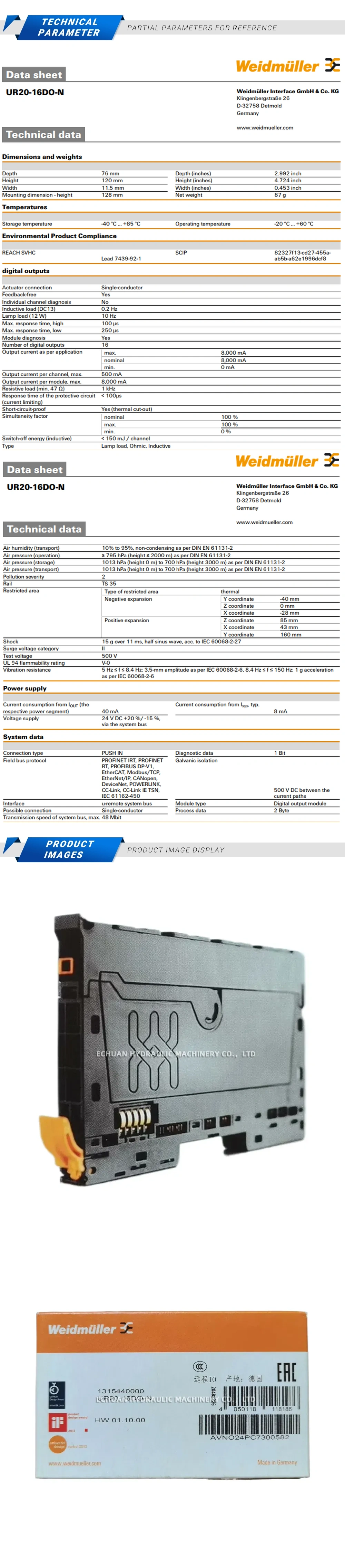 Weidmuller UR20-16DO-N 1315440000 Description