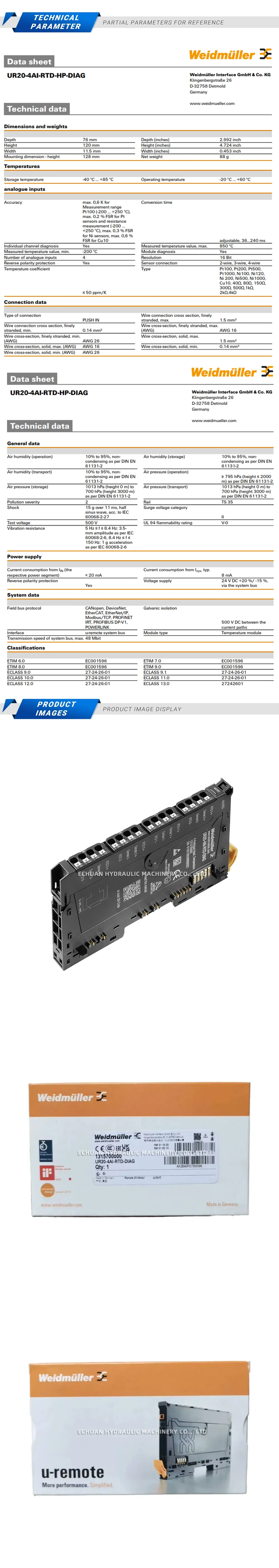 Weidmuller UR20-4AI-RTD-DIAG Description