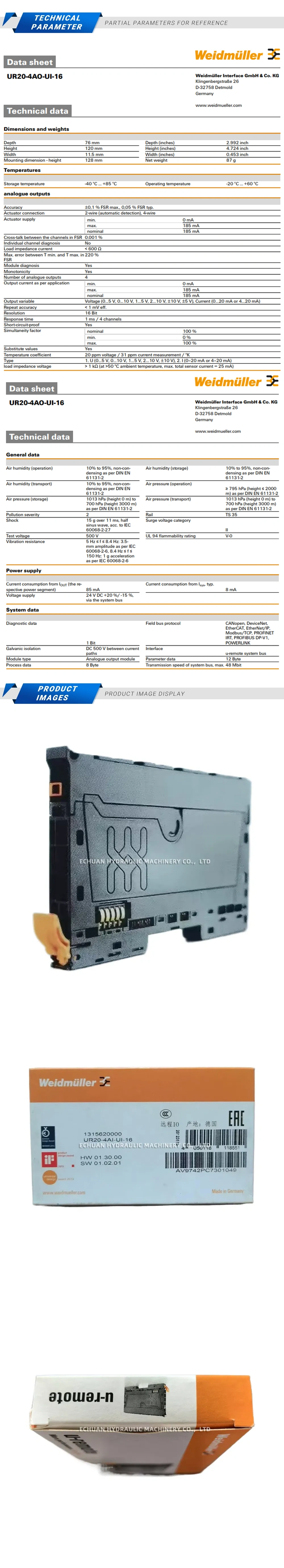 Weidmuller UR20-4AI-UI-16 Description