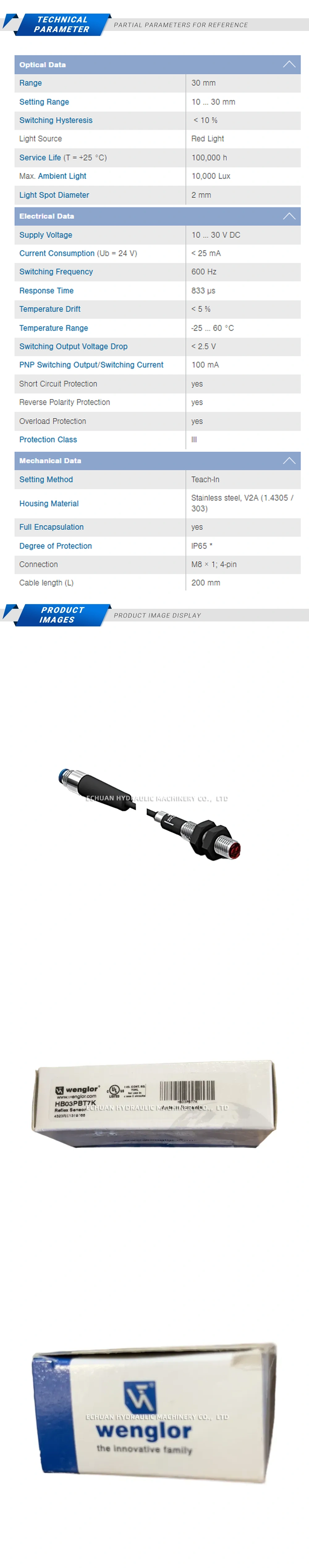 Wenglor HB03PBT7K Description