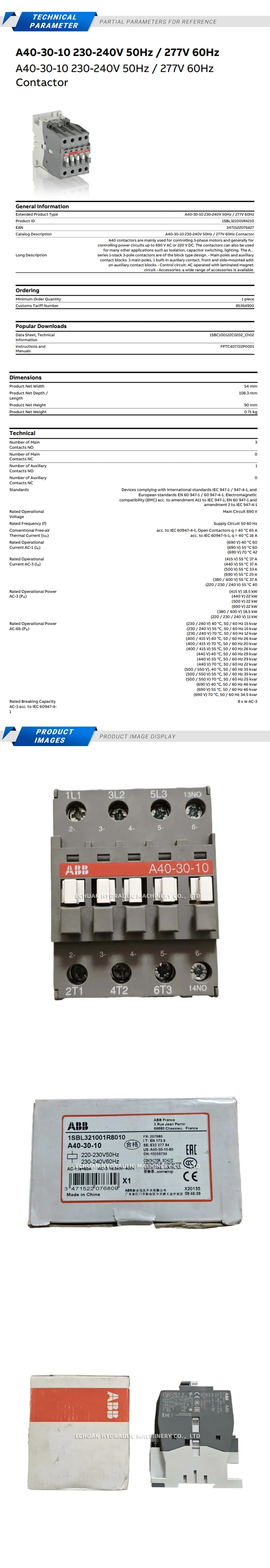 ABB A40-30-10 Contactor Description