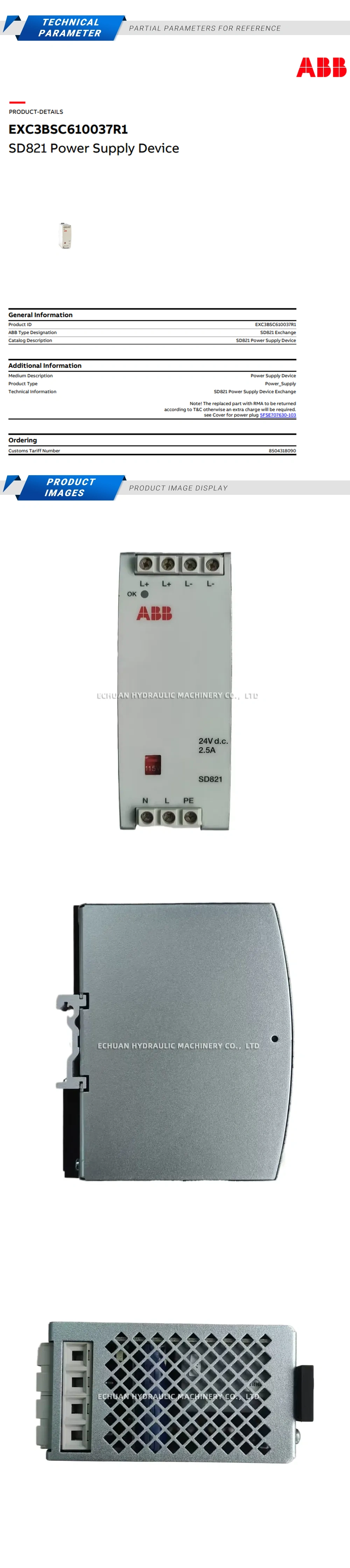 ABB SD821 Power Module Description