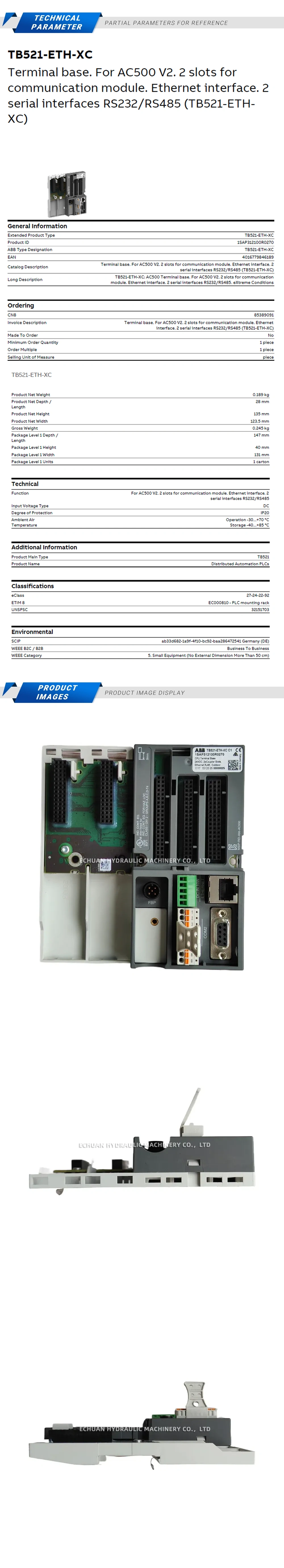ABB TB521-ETH-XC 1SAP312100R0270 Description
