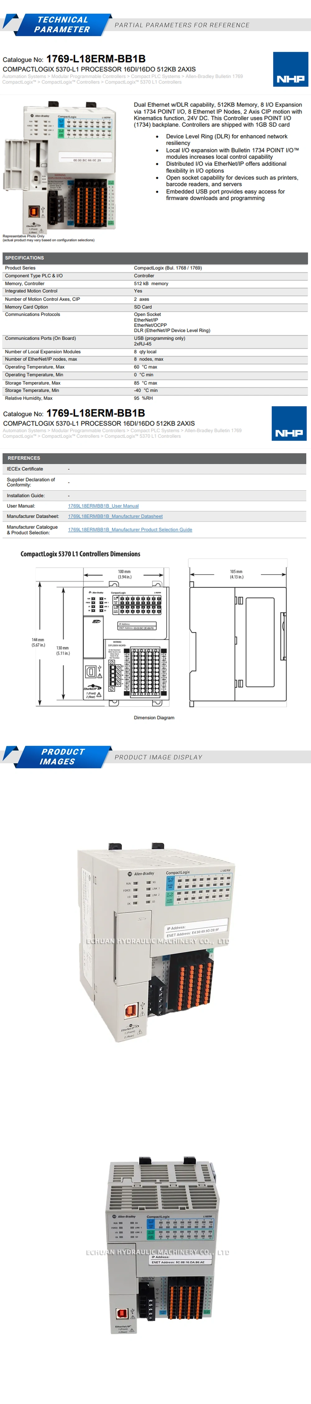 Allen-Bradley 1769-L18ERM-BB1B Description
