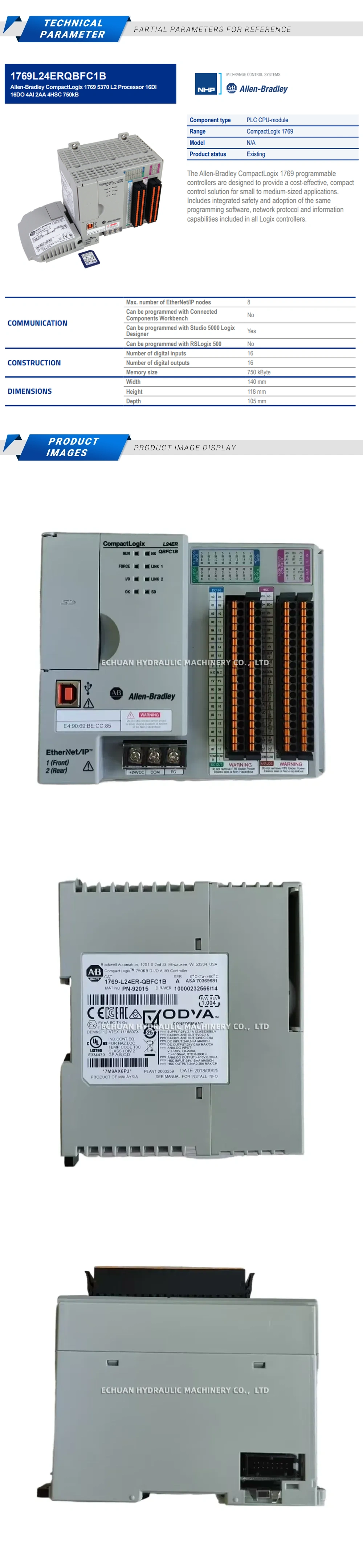 Allen-Bradley 1769-L24ER-QBFC1B Controller Module Description