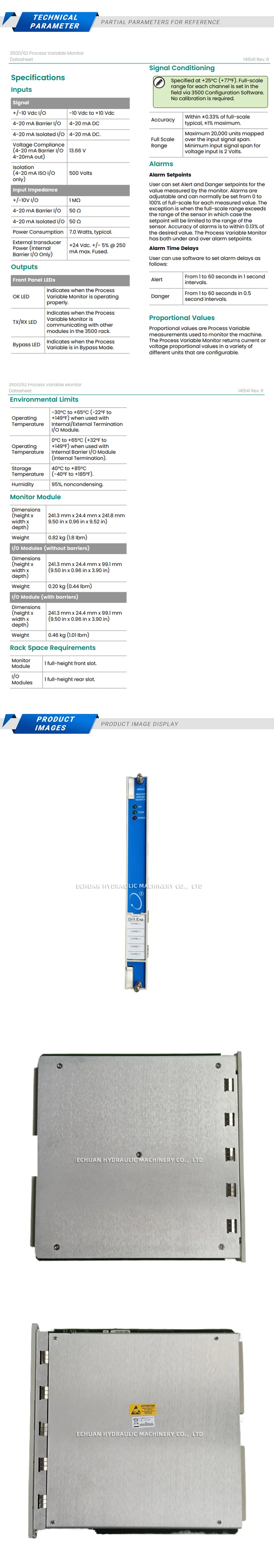 Bently 3500/62 Process Variable Detector Description