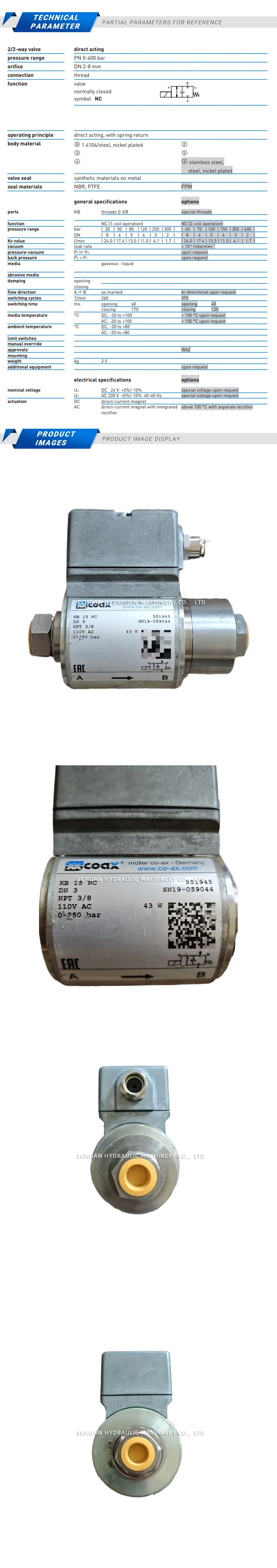COAX KB15 Solenoid Valve Description