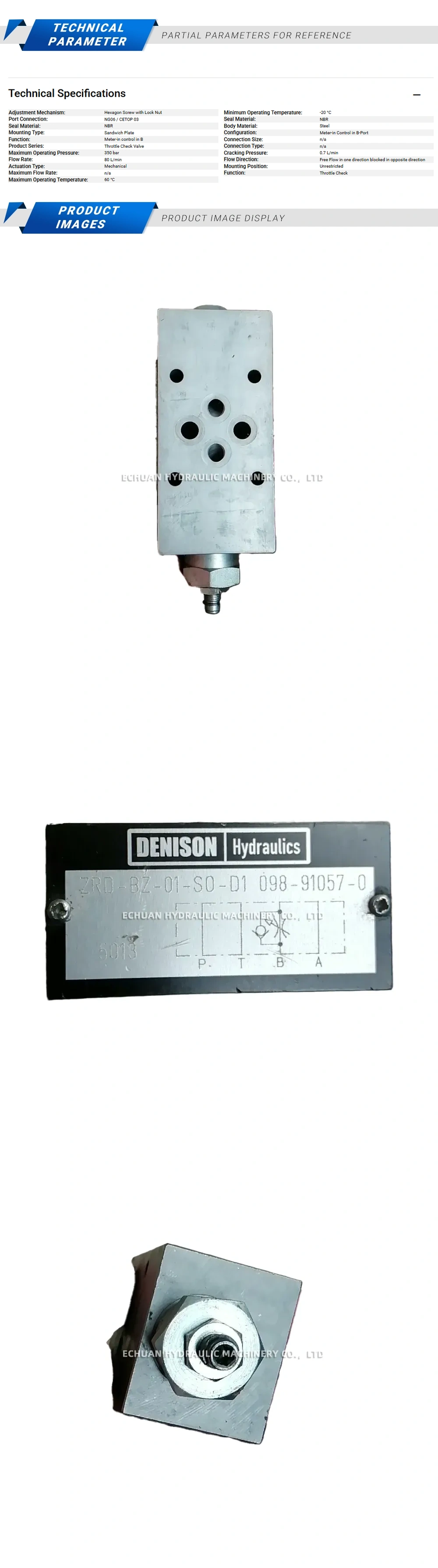 Denison ZRD-BZ-01-SO-D1 098-91057-0 Description