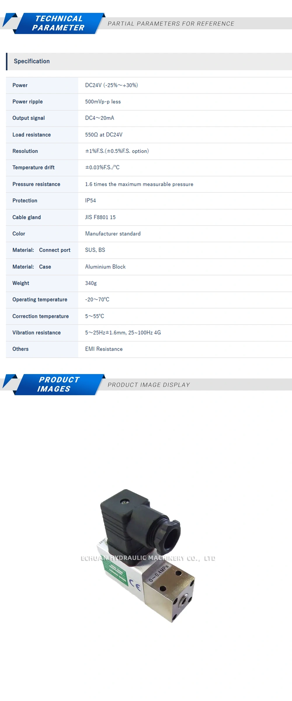 Meiyo SMP-MC Pressure Transmitter Description