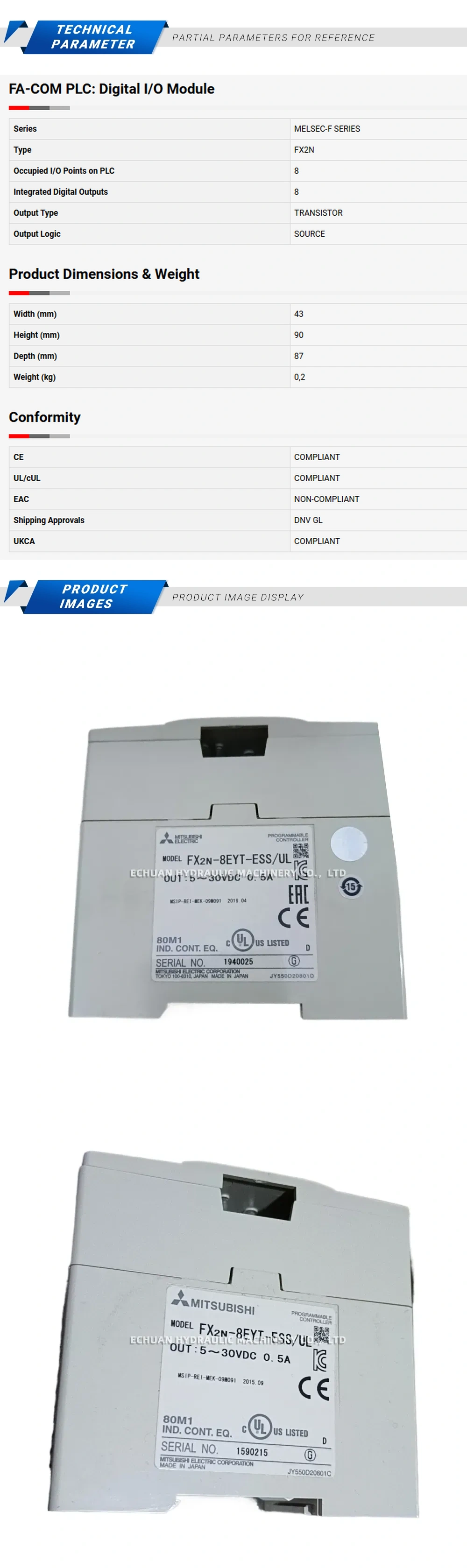 Mitsubishi FX2N-8EYT-ESS/UL Description