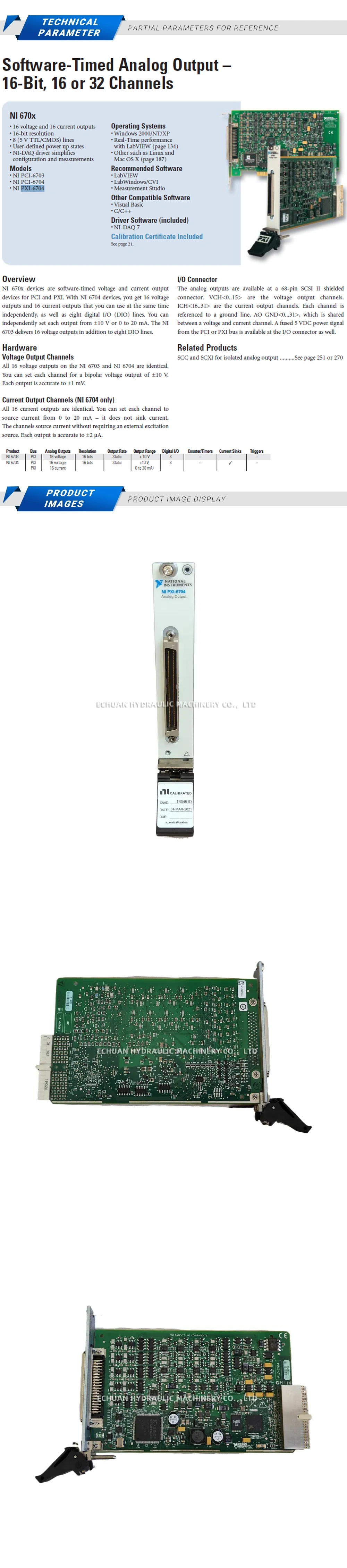 National Instruments PXI-6704 Analog Output Description