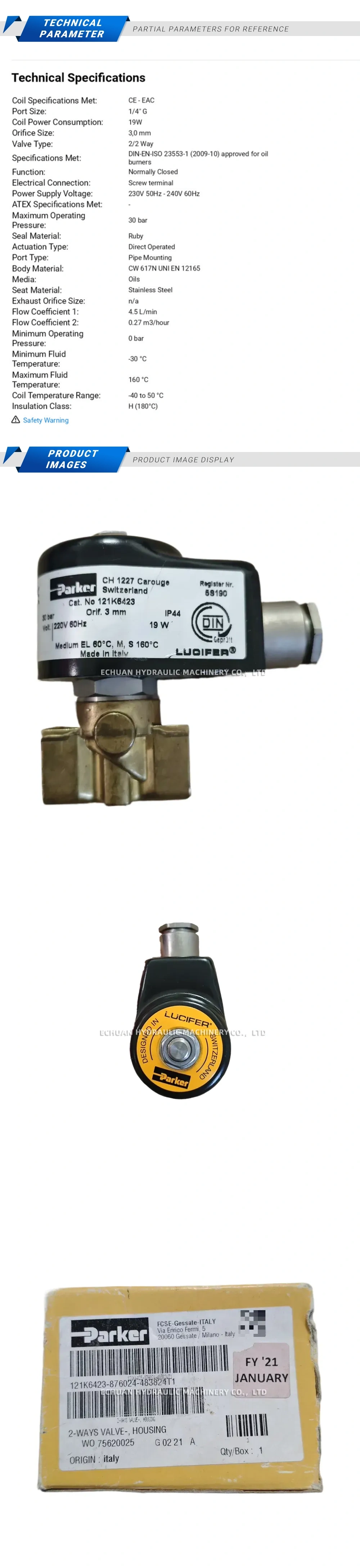 Parker 121K6423-876024-433824T1 Solenoid valve Description