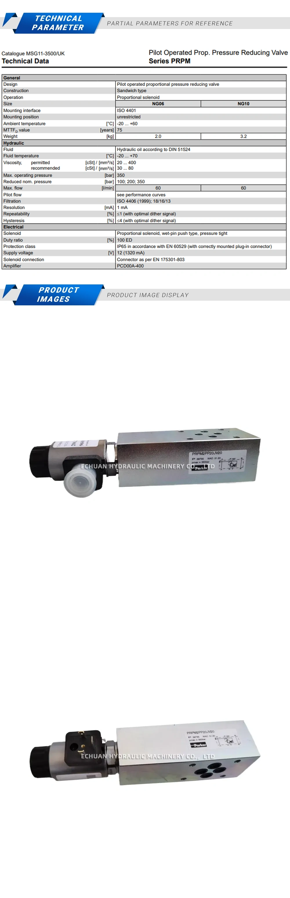 Parker PRPM2PP20JV20 Description