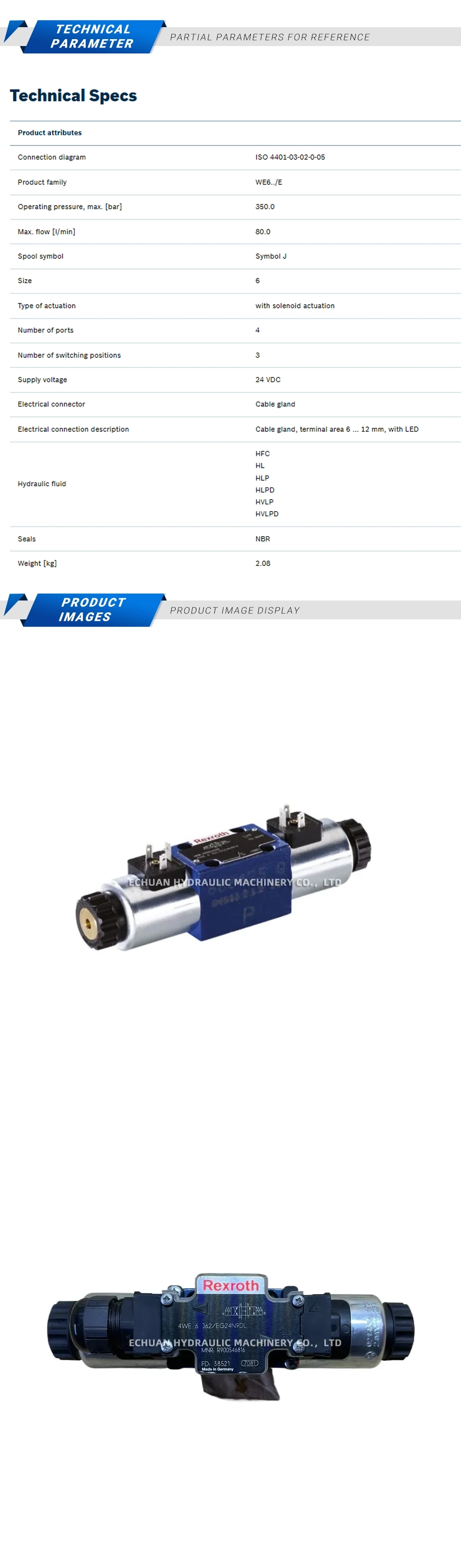 Rexroth R900546816 4WE 6 J62/EG24N9DL Description