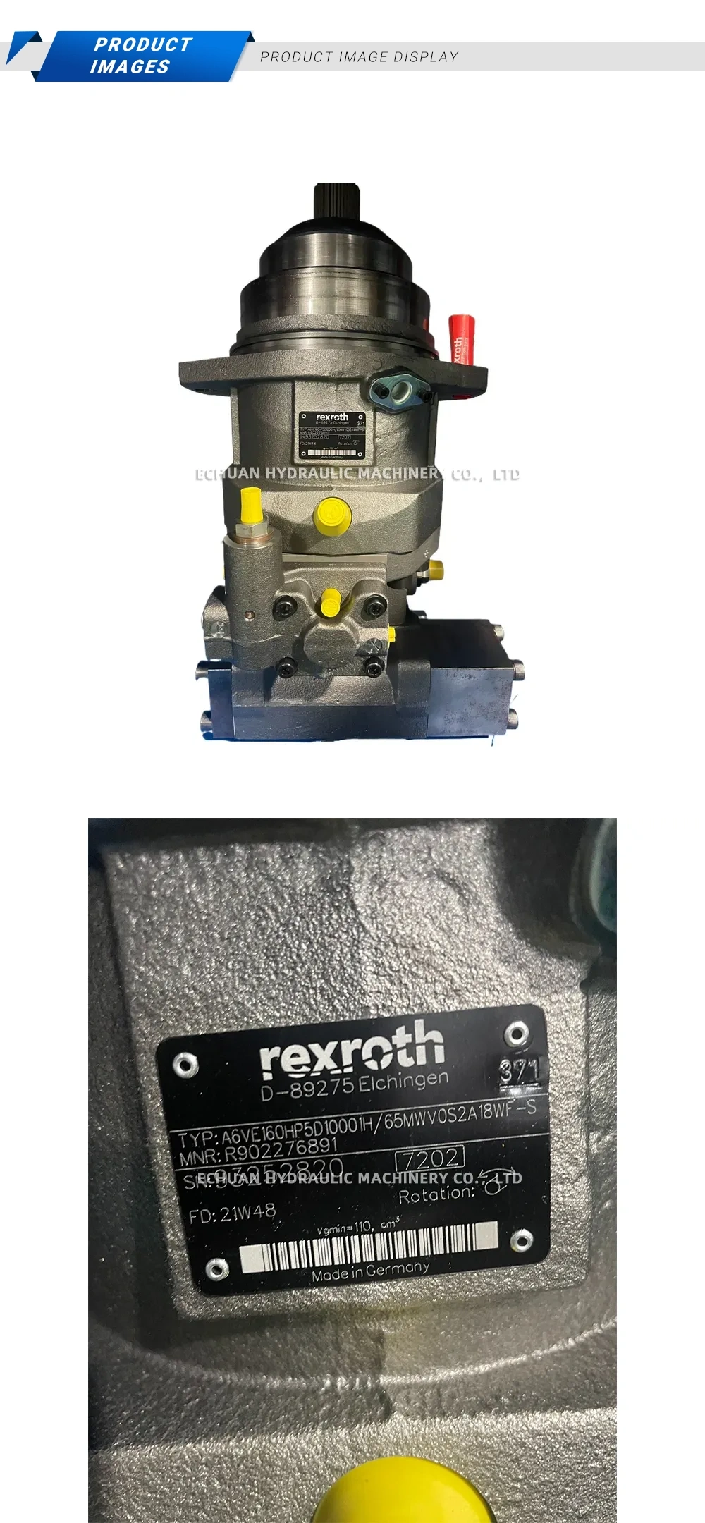 Rexroth R902276891 A6VE160HP5D10001H/65MWV0S2A18WF-S Description