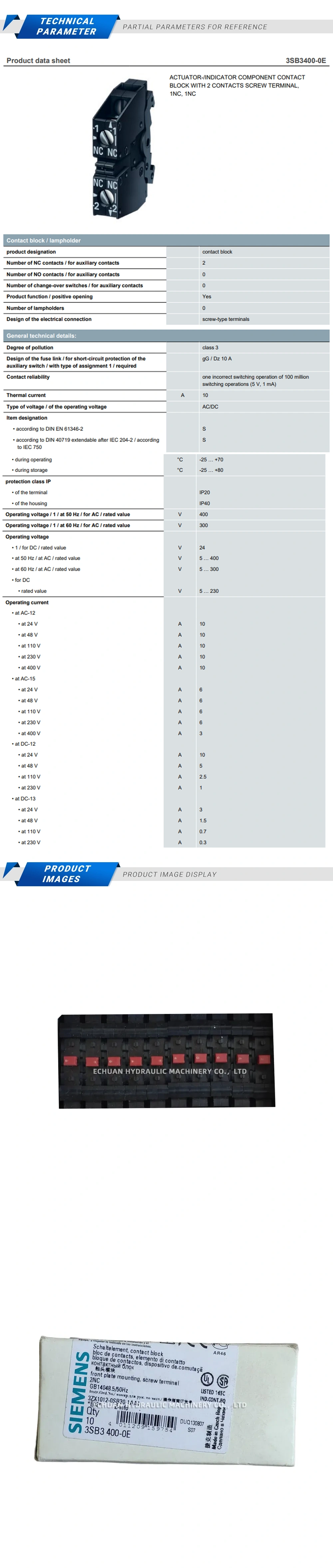 Siemens 3SB3400-0E Description