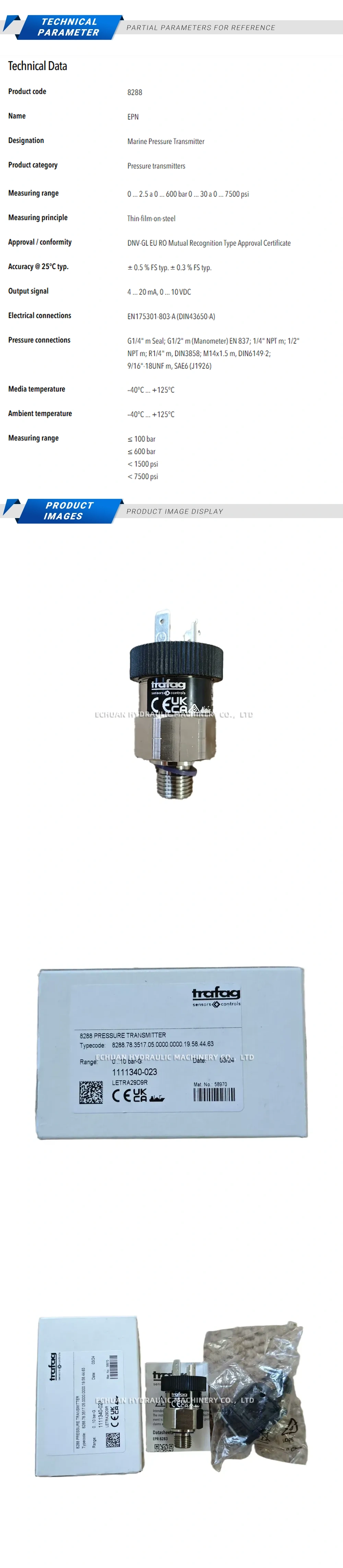 Trafag 8288 Pressure Transmitter Description