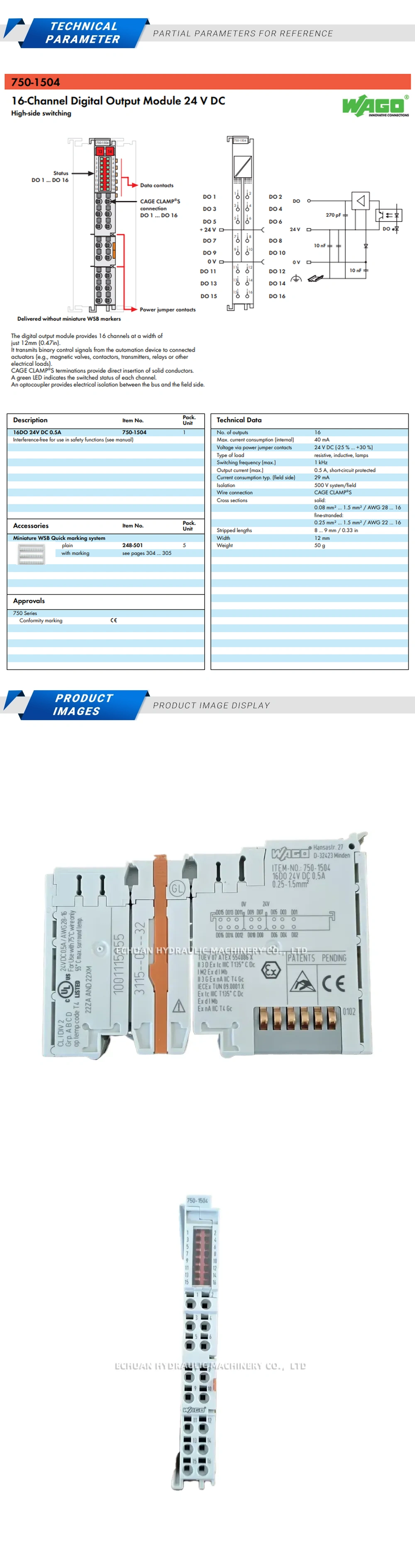 Wago 750-1504 Channel Digital Output Module Description