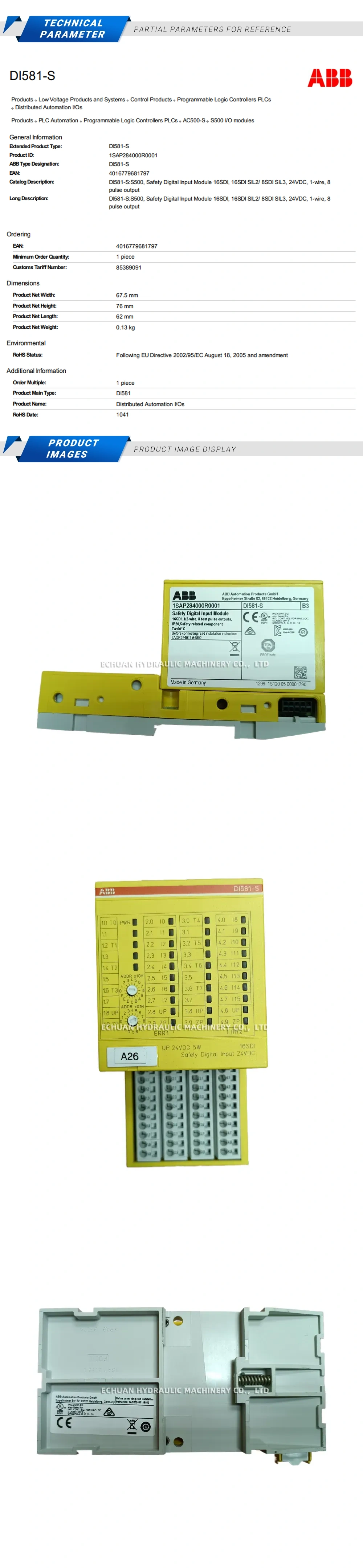 ABB 1SAP284000R0001 Safety Digital Input Module Description