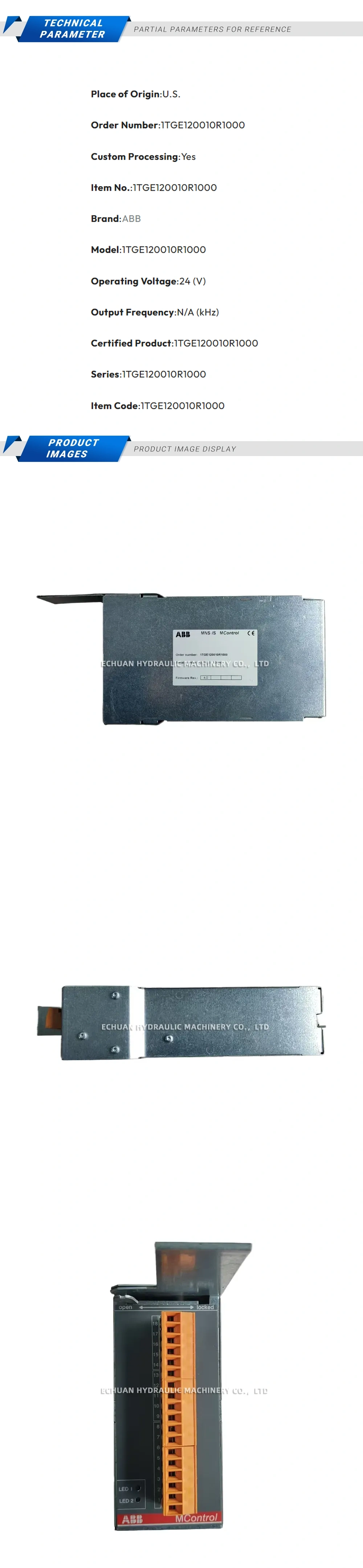 ABB 1TGE120010R1000 Motor control module Description