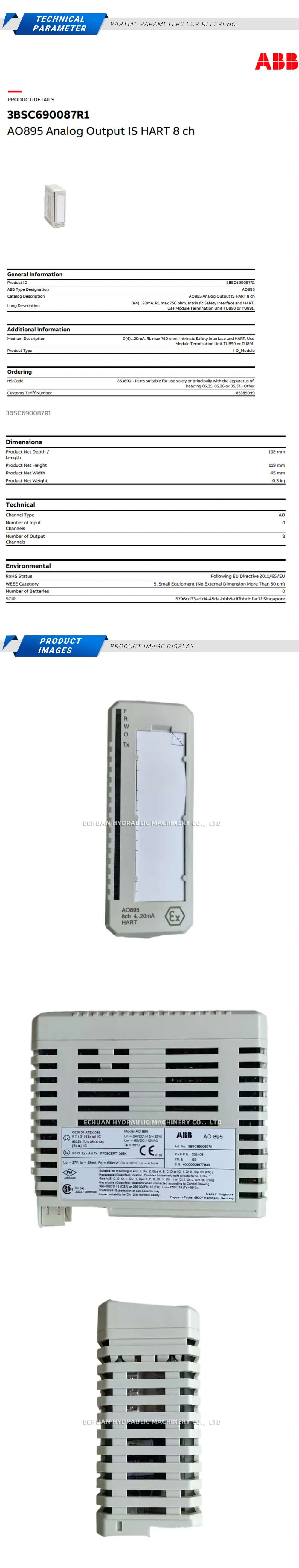 ABB AO895 Analog output module Description