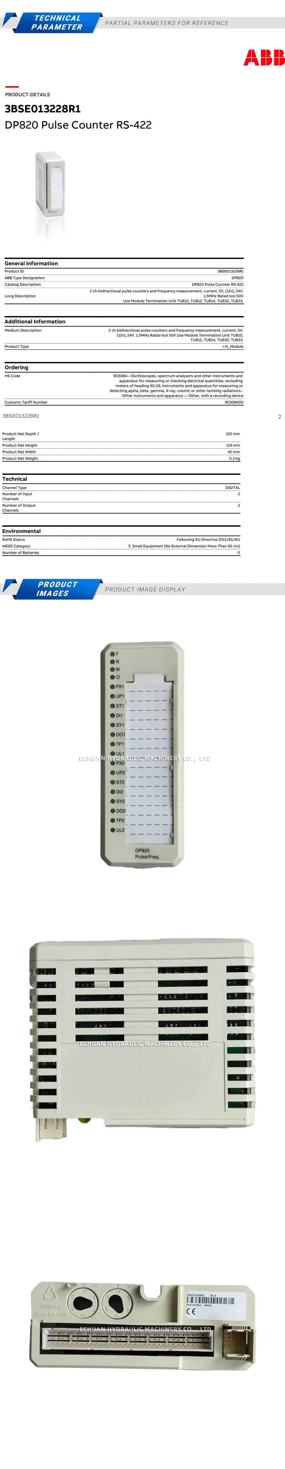 ABB DP820 Pulse counting module Description
