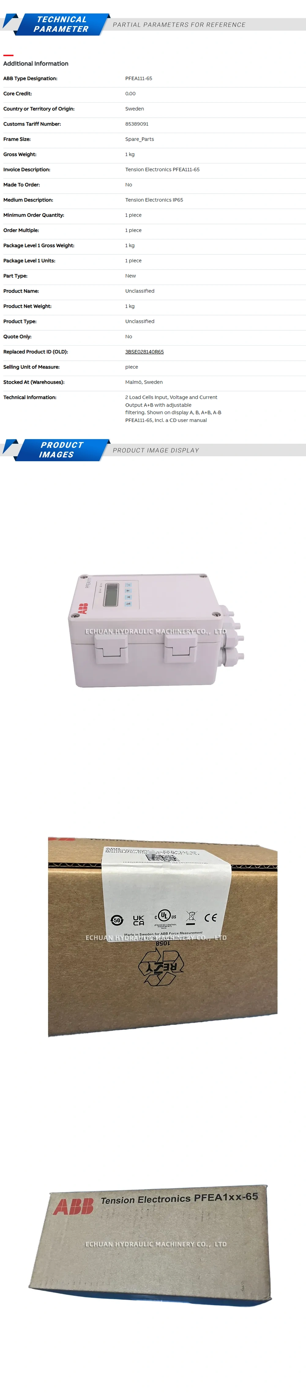 ABB PFEA111-65 3BSE050090R65 Description