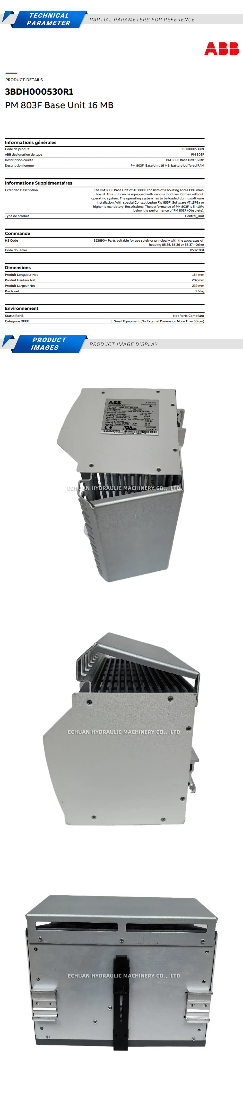 ABB PM803F 3BDH000530R1 Description