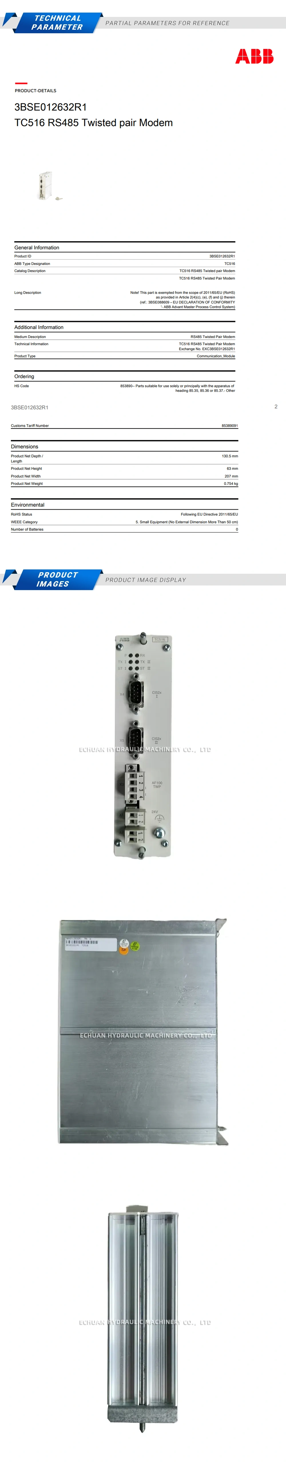 ABB TC516 Twisted-pair modem Description