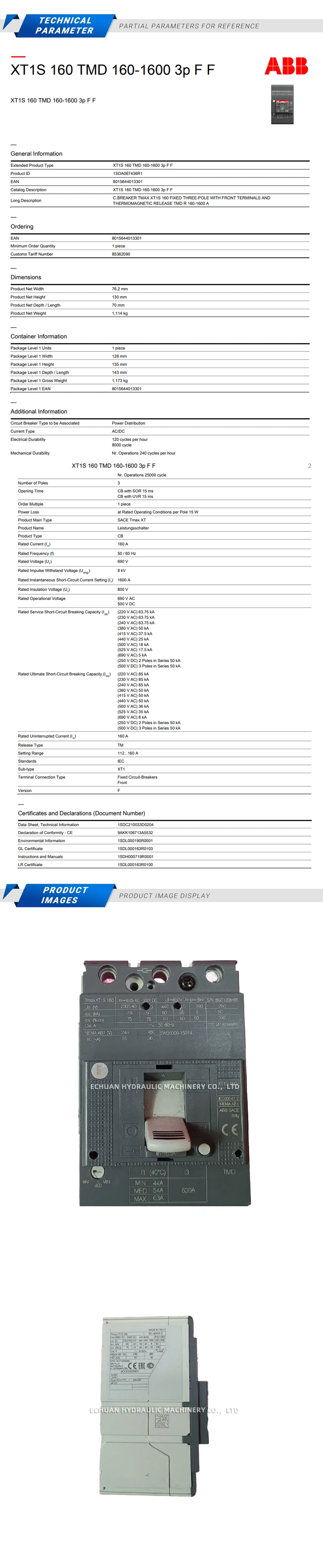 ABB TMAX XT1S 160 Description