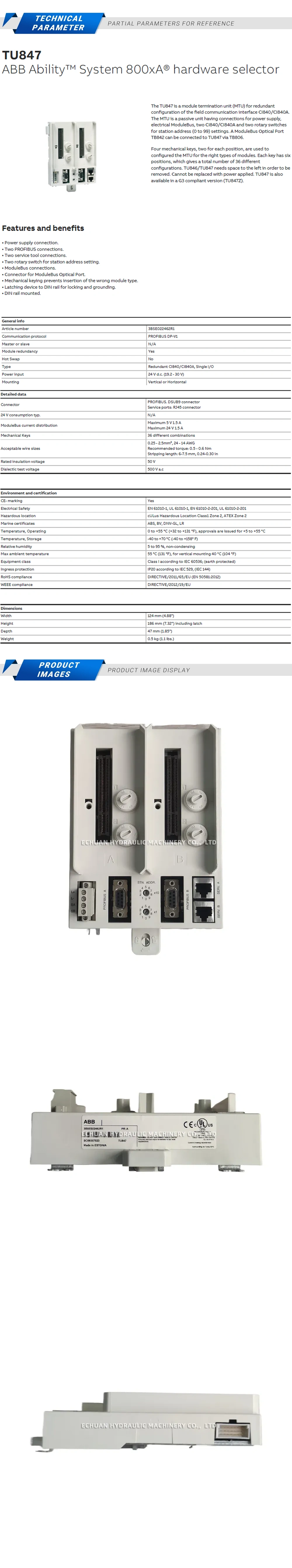 ABB TU847 Module termination unit Description