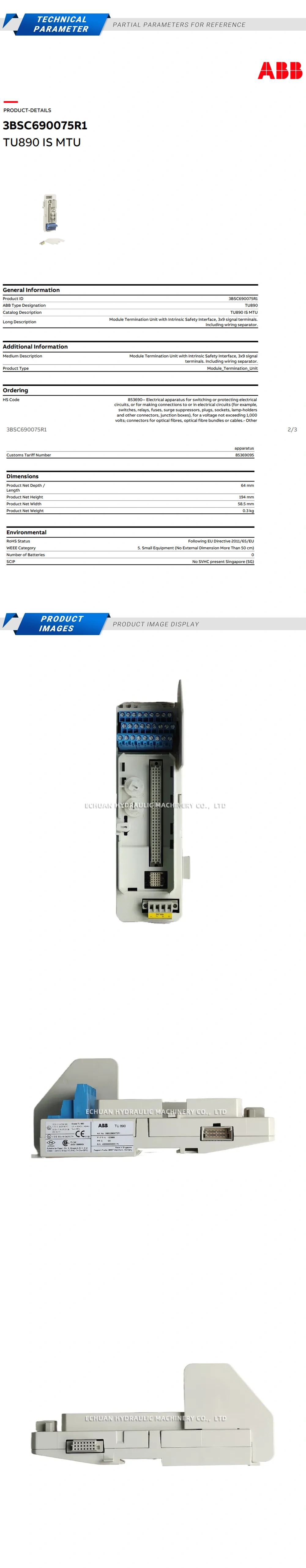 ABB TU890 Module termination unit Description