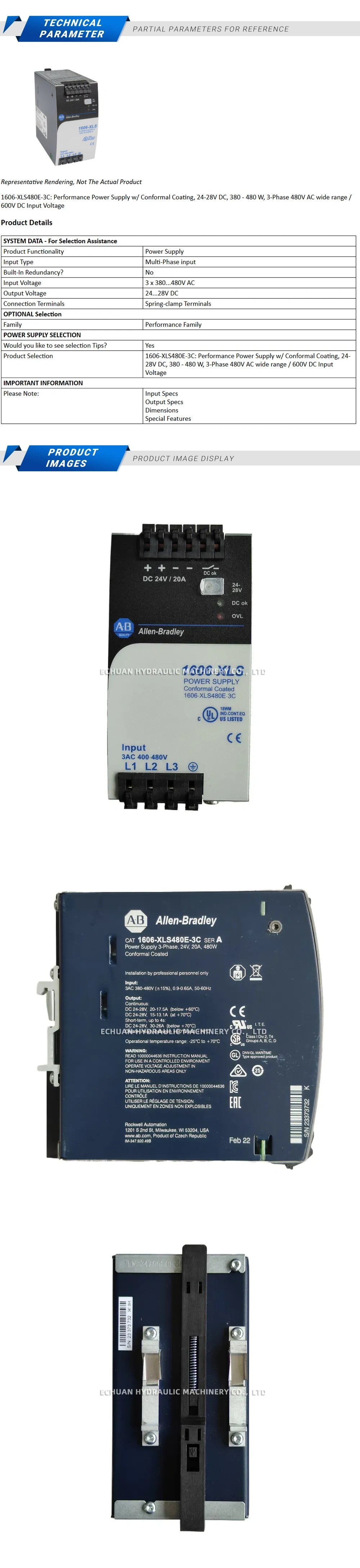 Allen-Bradley 1606-XLS480E-3C High-performance power supply Description