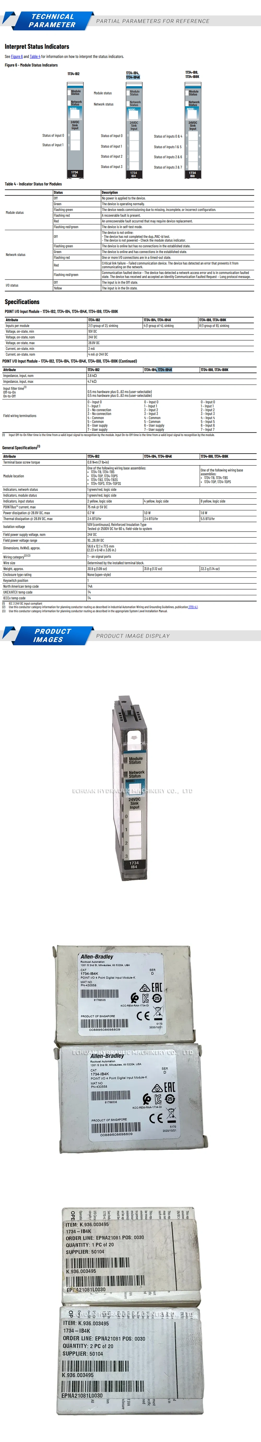 Allen-Bradley 1734-IB4K Module Description