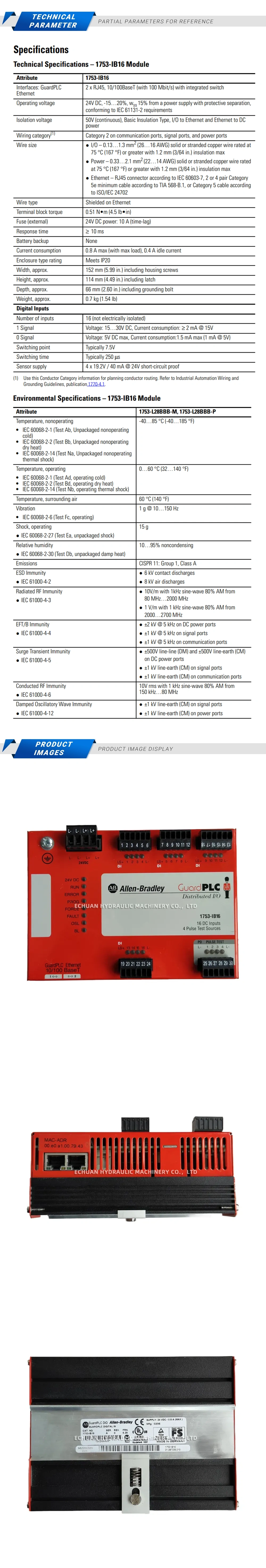 Allen-Bradley 1753-IB16 Digital input module Description