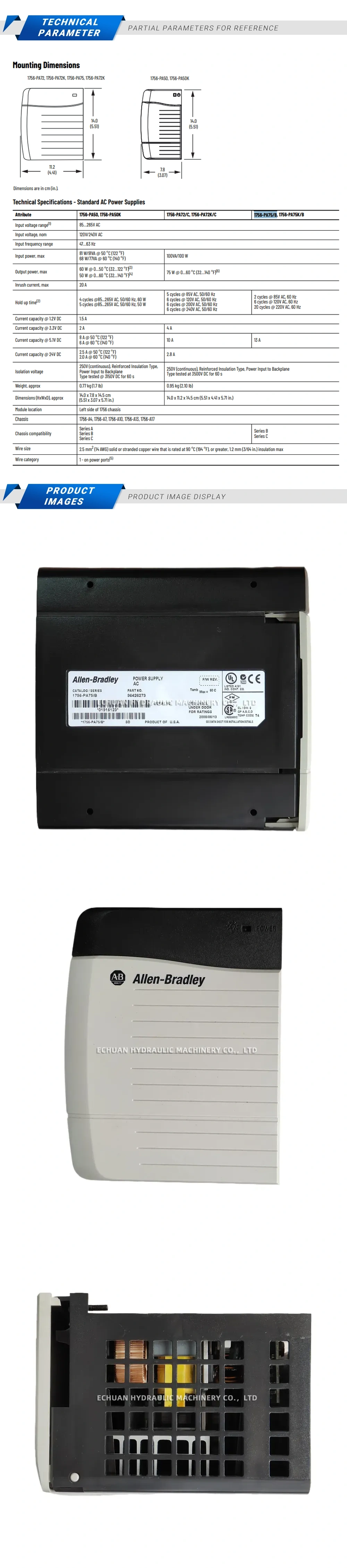 Allen-Bradley 1756-PA75/B Power Supply Description