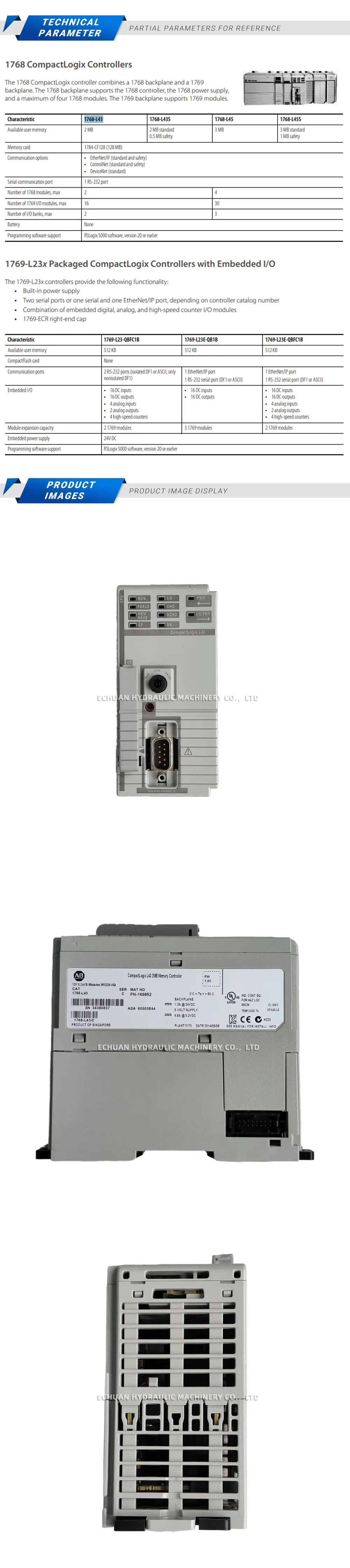 Allen-Bradley 1768-L43 Memory Controller Description