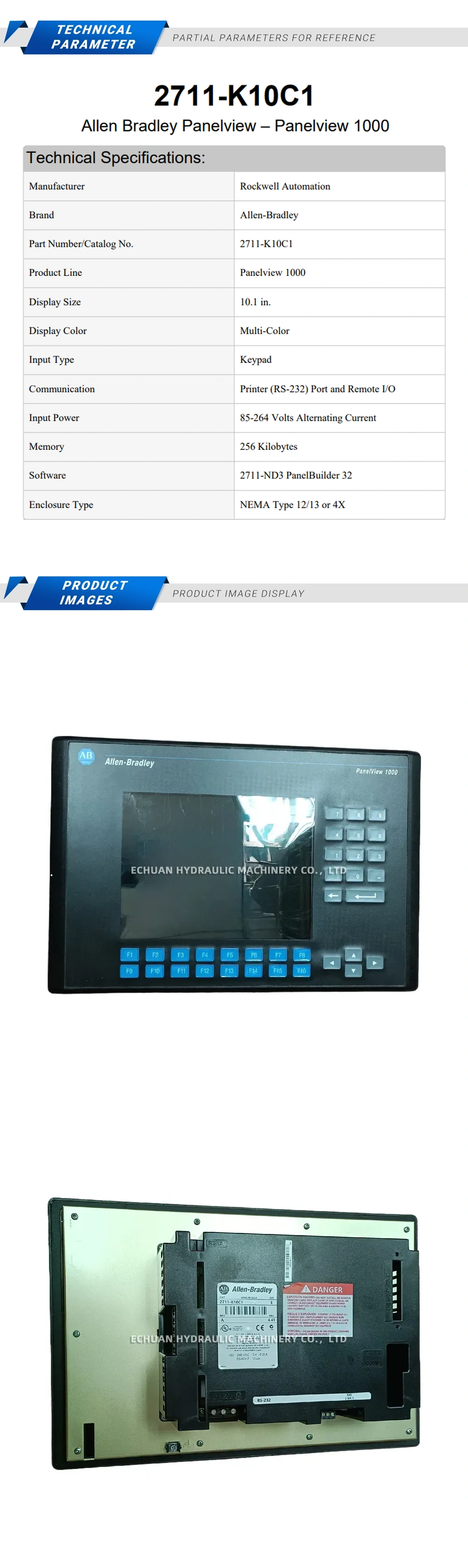 Allen-Bradley 2711-K10C1 Panel View Description