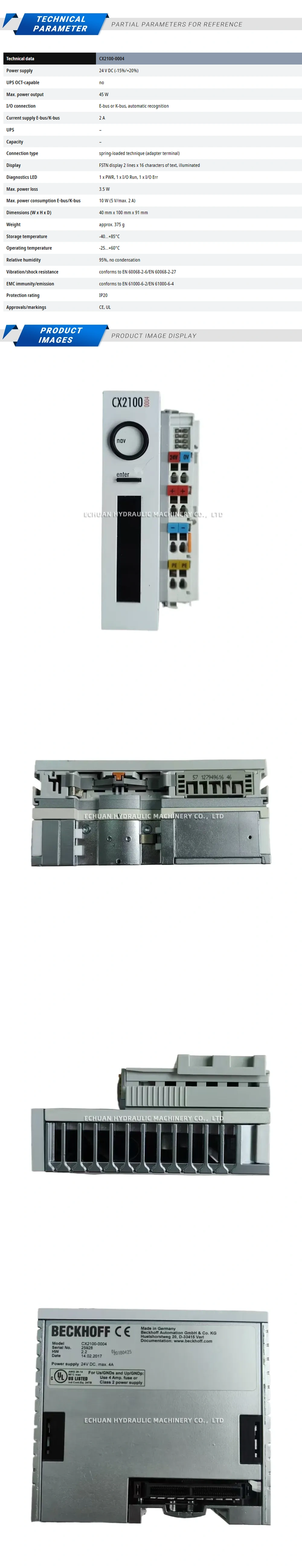 Beckhoff CX2100-0004 Power supply Description