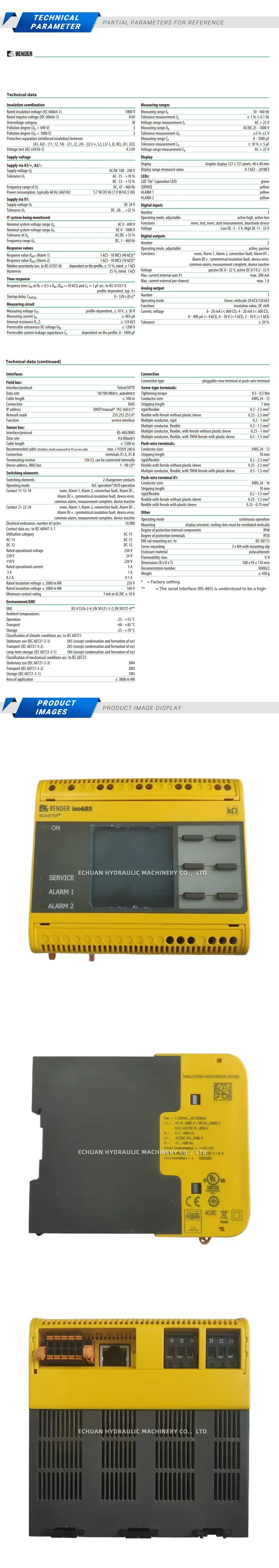 Bender ISO685 Ground fault detector Description